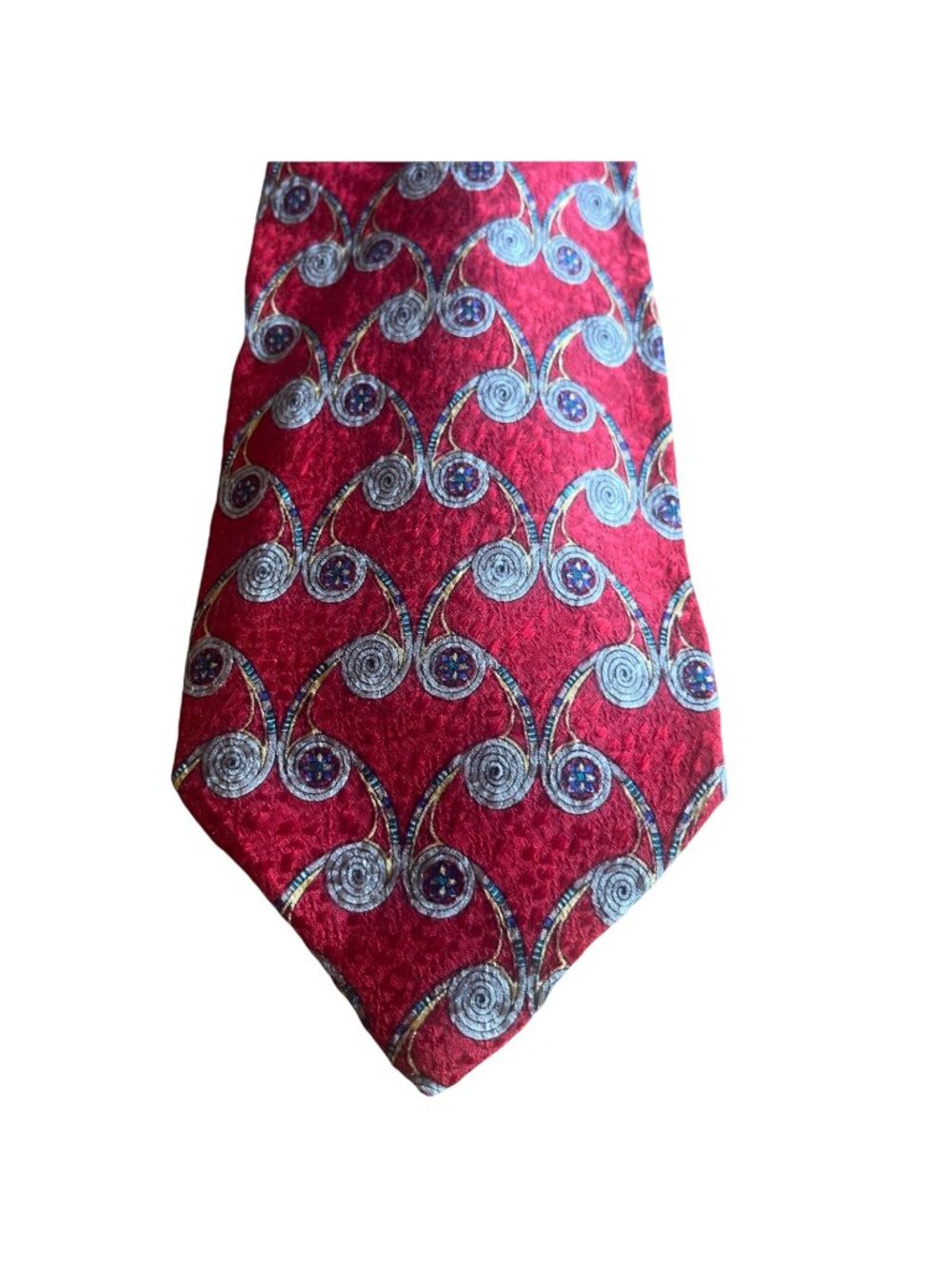 Robert Talbott Best Of Class 100% Silk Neck Tie Red Gold Swirl Design Elegant
